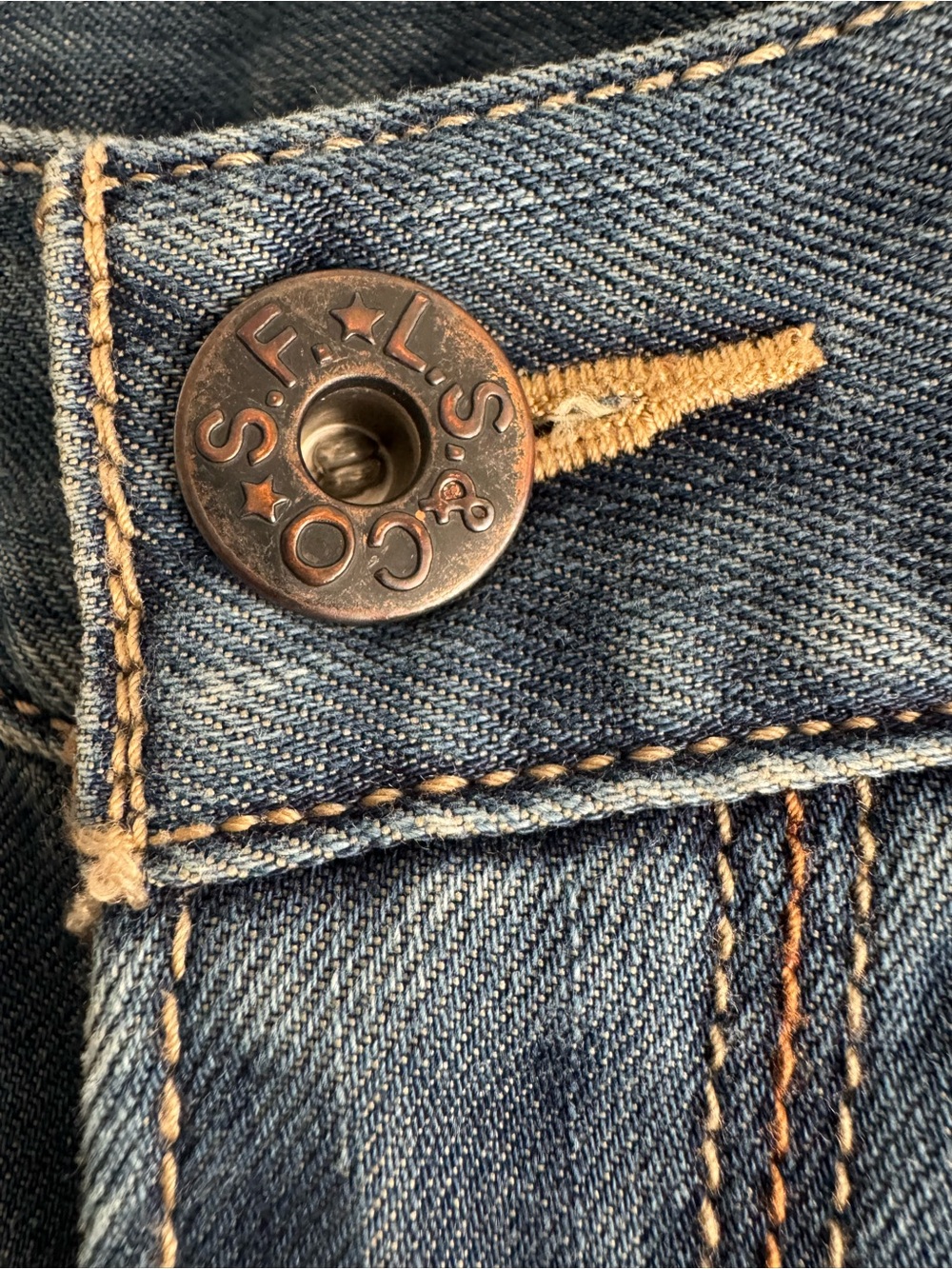Vintage LEVI'S 514 Jeans Slim Straight 36 x 30 Leather Trim & Multicolor Threads - Picture 8 of 14